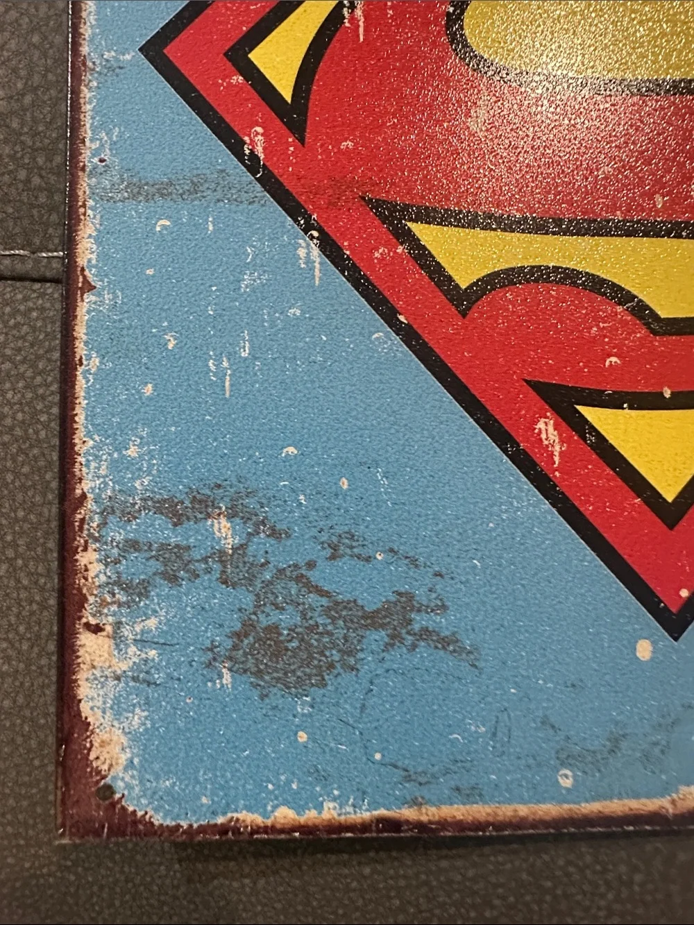 DC Comics Superman Retro Metal Sign - Blue, Red & Yellow by Desperate Enterprise